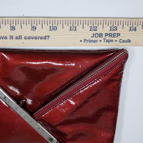 Kooba Burgundy Large Shoulder Bag Patent Leather Envelope Y2K - Picture 9 of 10